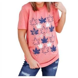 NEW DIAMOND DIVA DESIGNS love fall leaves graphic tee in sunset